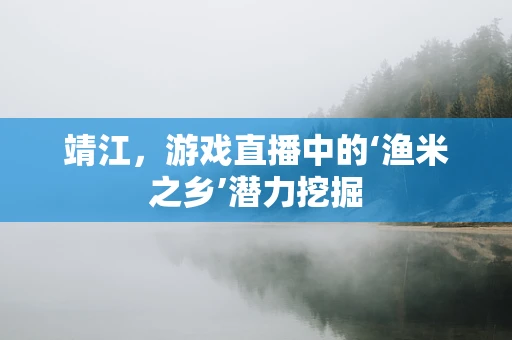 靖江，游戏直播中的‘渔米之乡’潜力挖掘