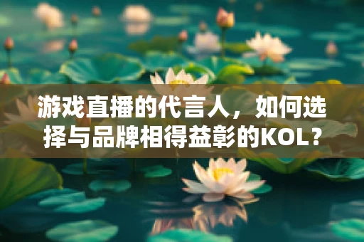 游戏直播的代言人，如何选择与品牌相得益彰的KOL？