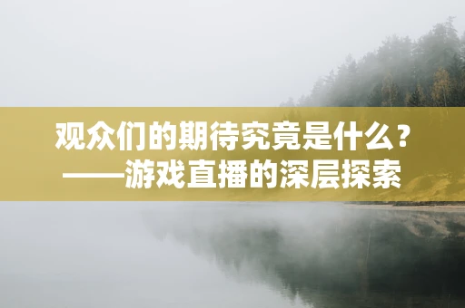 观众们的期待究竟是什么？——游戏直播的深层探索