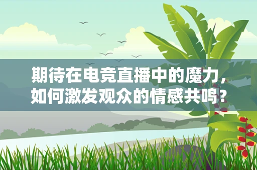 期待在电竞直播中的魔力，如何激发观众的情感共鸣？