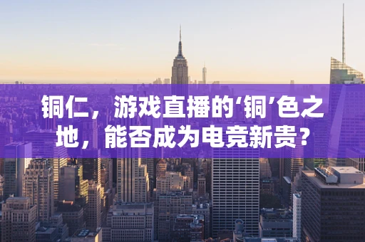 铜仁，游戏直播的‘铜’色之地，能否成为电竞新贵？
