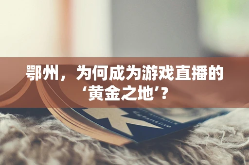 鄂州，为何成为游戏直播的‘黄金之地’？