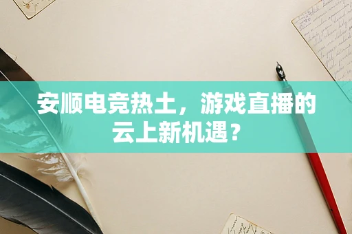 安顺电竞热土，游戏直播的云上新机遇？