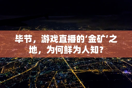 毕节，游戏直播的‘金矿’之地，为何鲜为人知？
