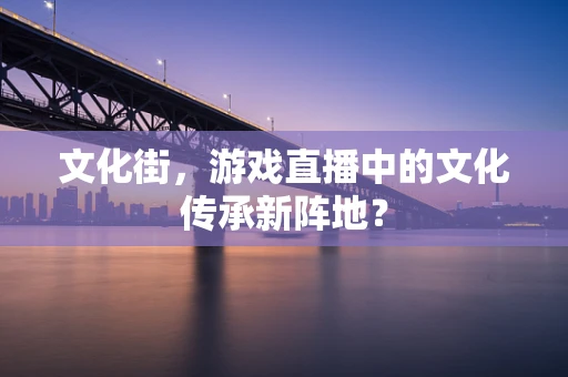 文化街，游戏直播中的文化传承新阵地？