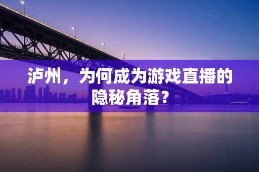 泸州，为何成为游戏直播的隐秘角落？